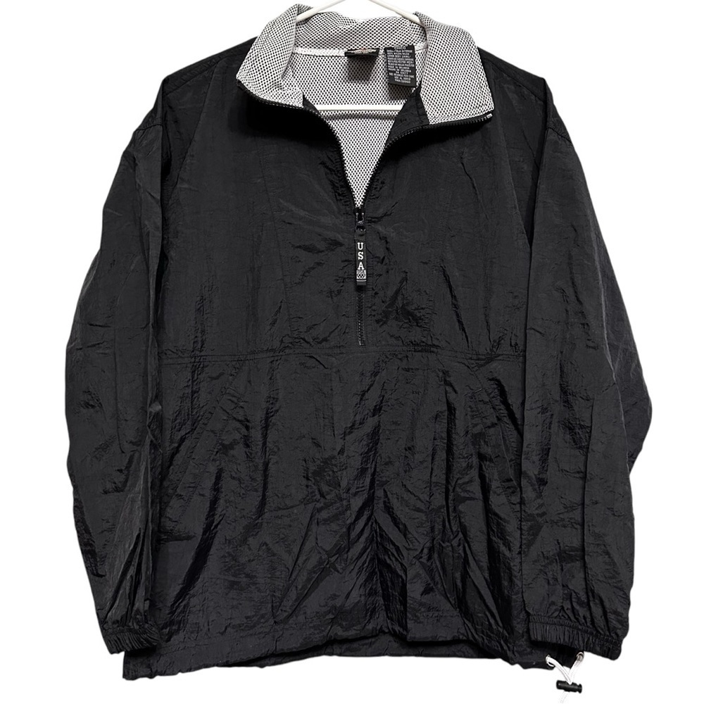 VTG USA America Olympics Black Half Zip Windbreaker Size Small